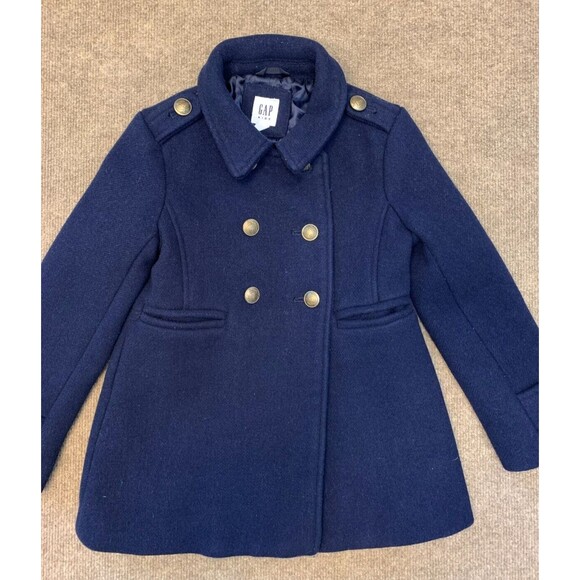 Gap Kids Wool Peacoat Girls S Navy Double Breasted Brass Buttons Classic Preppy